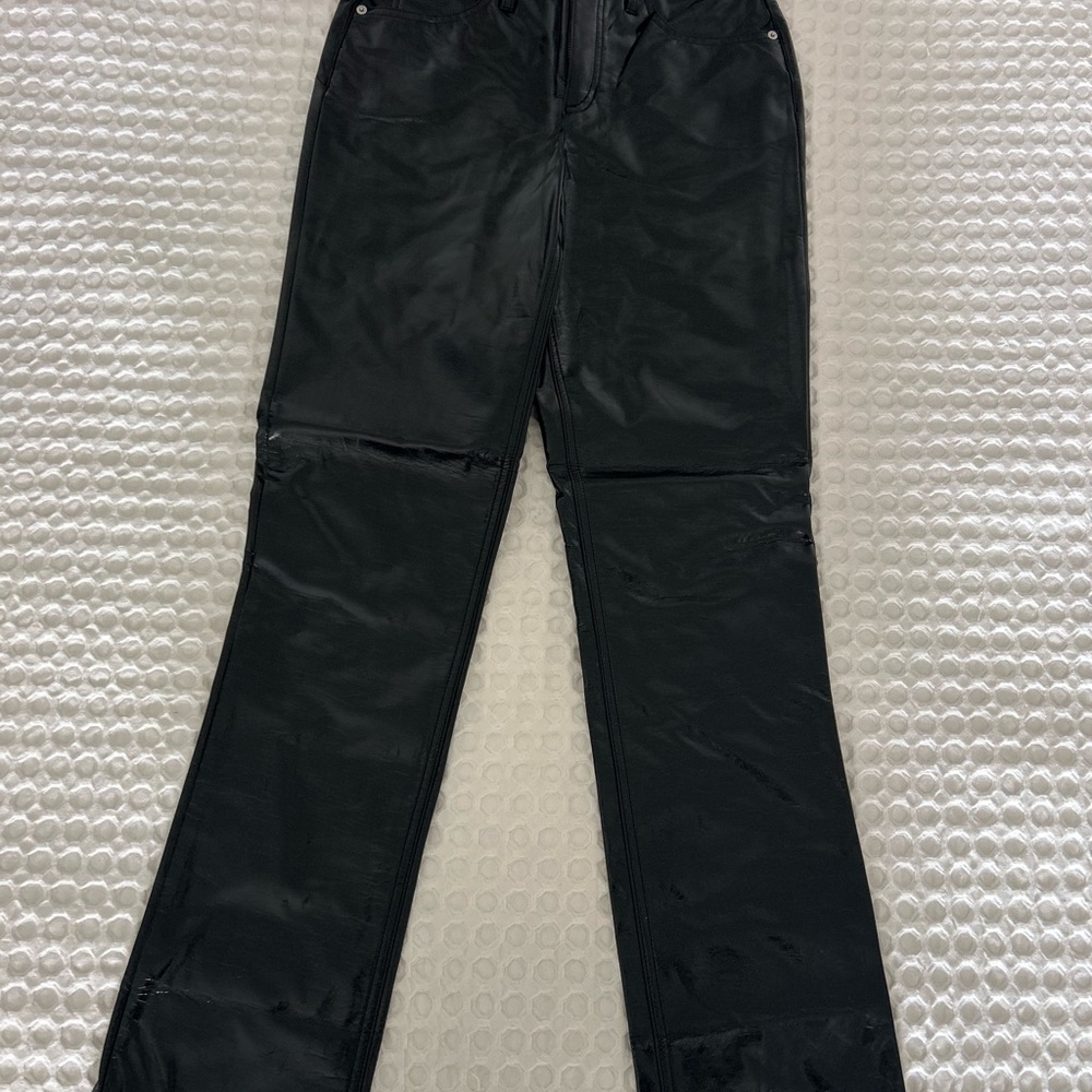 J. Crew Black Faux patent Leather Pants Size 27 4 Tall